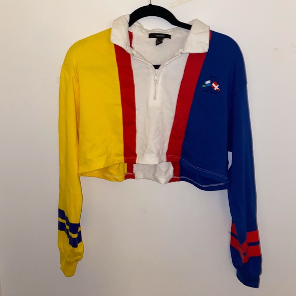 Forever 21 Colorblock Cropped Shirt - Picture 2 of 5